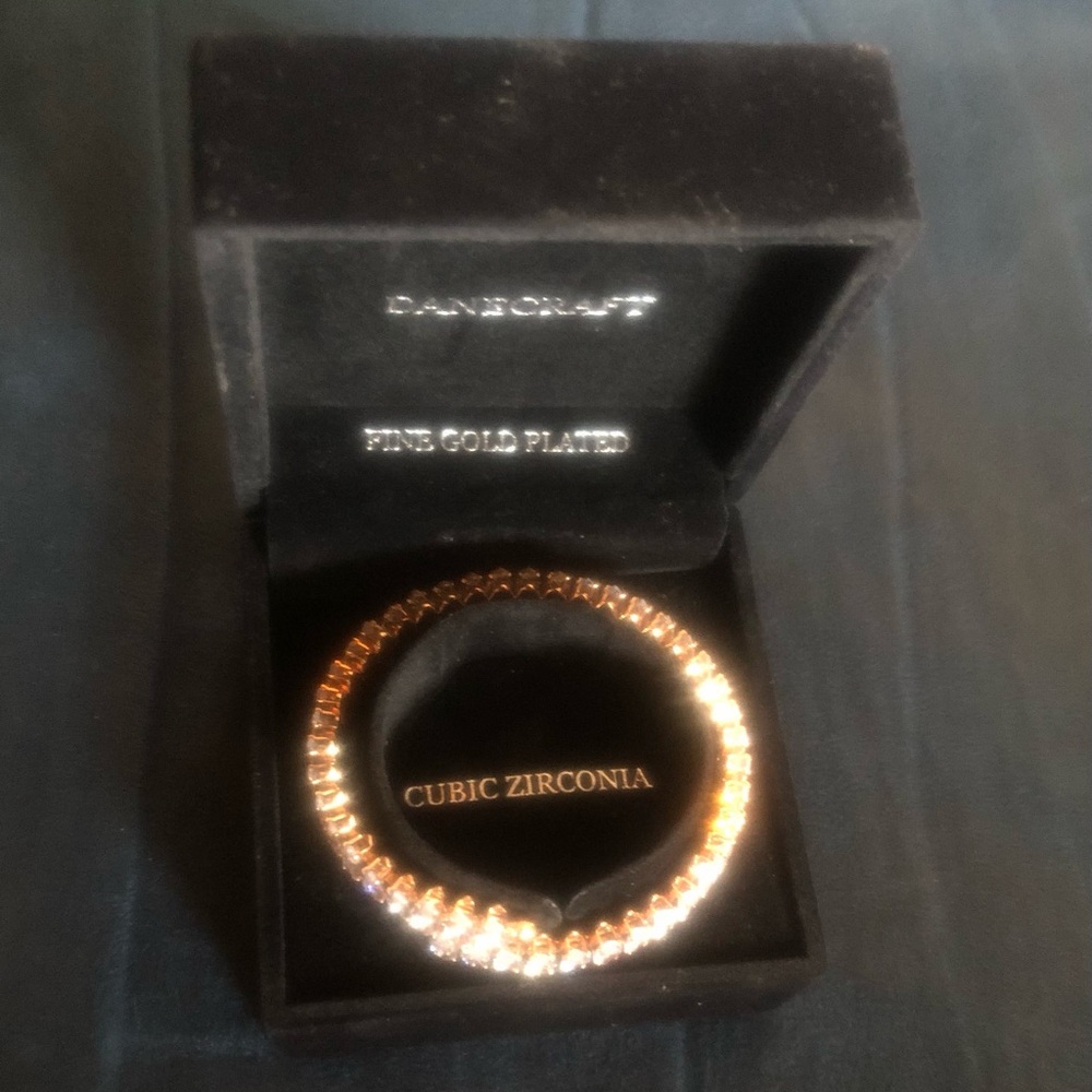 Fine Gold Plated Rose Gold Cubic Zirconia Tennis Bracelet